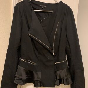 Lane Bryant Black Asymmetric Peplum Zip Blazer